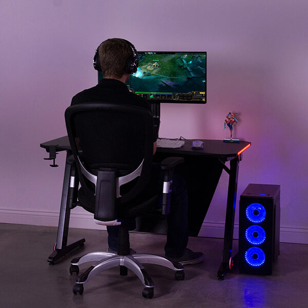 Gaming Desk with LED RGB Lights 47 Inch PC Computer Desk Y Shaped